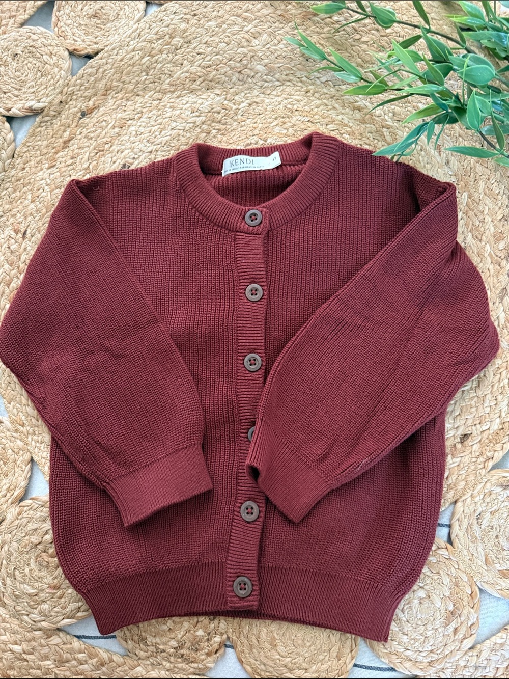 Kendi 100% organic Cotton Buttoned Front Round Neck Knit Sweater. 4T